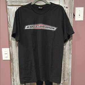 Harley-Davidson Black Tee with Red and White Accents